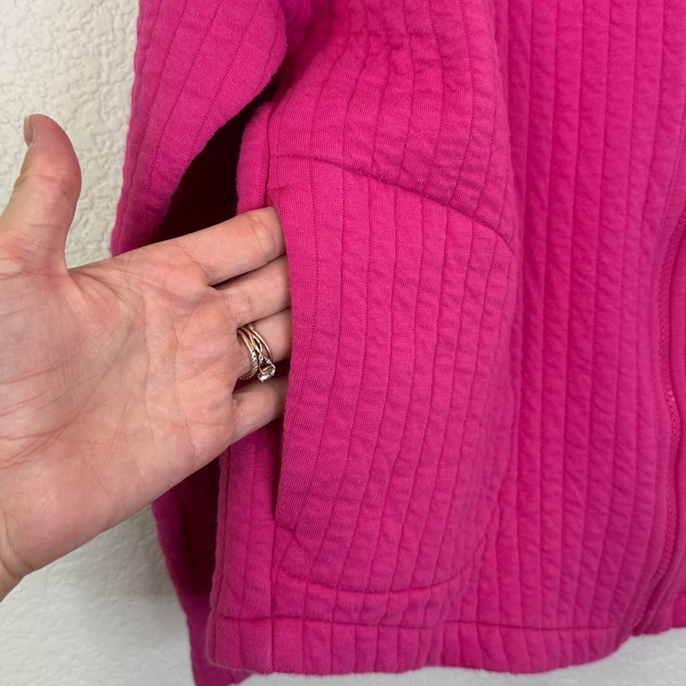 Gap Fit Jacquard Zip Up Jacket Quilted Hoodie Pink size Medium - Picture 6 of 13